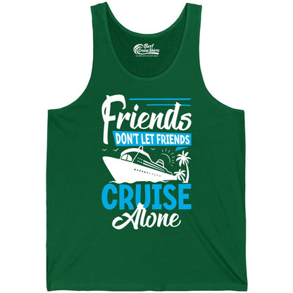 Friends Cruise Shirt - Fun Tropical Matching Cruise Group Tee (Tank Top) in Kelly - Friends Cruise Shirt - Tropical Palm Trees and Cruise Ship Vacation