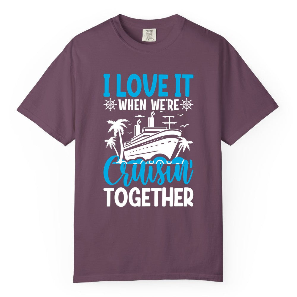 Cruising Together Shirt - Family Cruise Vacation Apparel for Groups (Comfort Color) in Berry - Cruisin Together Shirt - Cruise Ship Palm Trees Nautical Group Tee