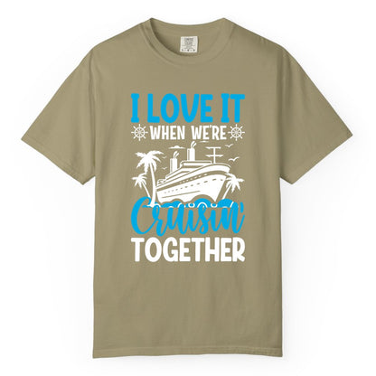 Cruising Together Shirt - Family Cruise Vacation Apparel for Groups (Comfort Color) in Khaki - Cruisin Together Shirt - Cruise Ship Palm Trees Nautical Group Tee