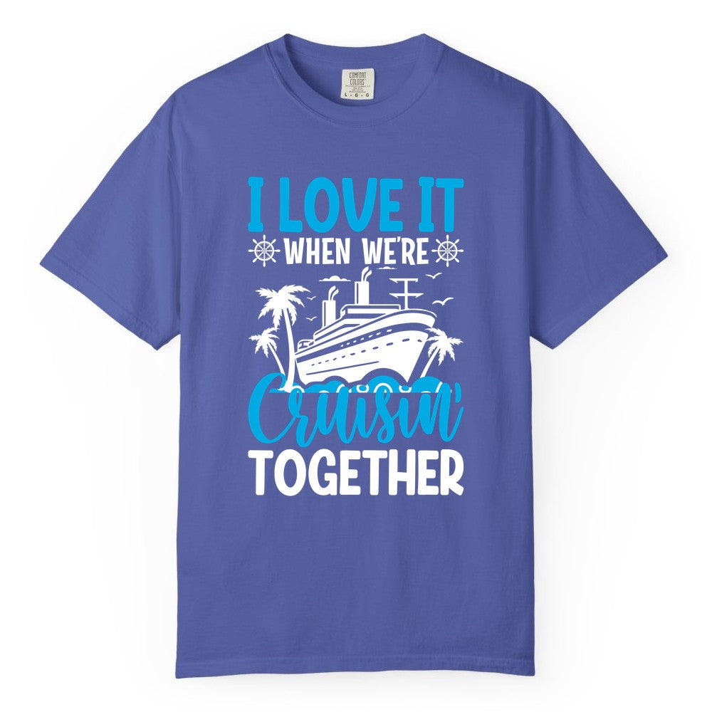 Cruising Together Shirt - Family Cruise Vacation Apparel for Groups (Comfort Color) in Periwinkle - Cruisin Together Shirt - Cruise Ship Palm Trees Nautical Group Tee