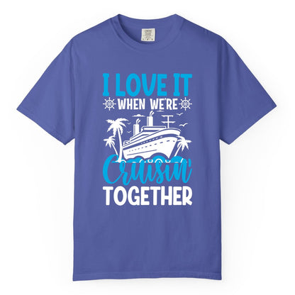 Cruising Together Shirt - Family Cruise Vacation Apparel for Groups (Comfort Color) in Periwinkle - Cruisin Together Shirt - Cruise Ship Palm Trees Nautical Group Tee