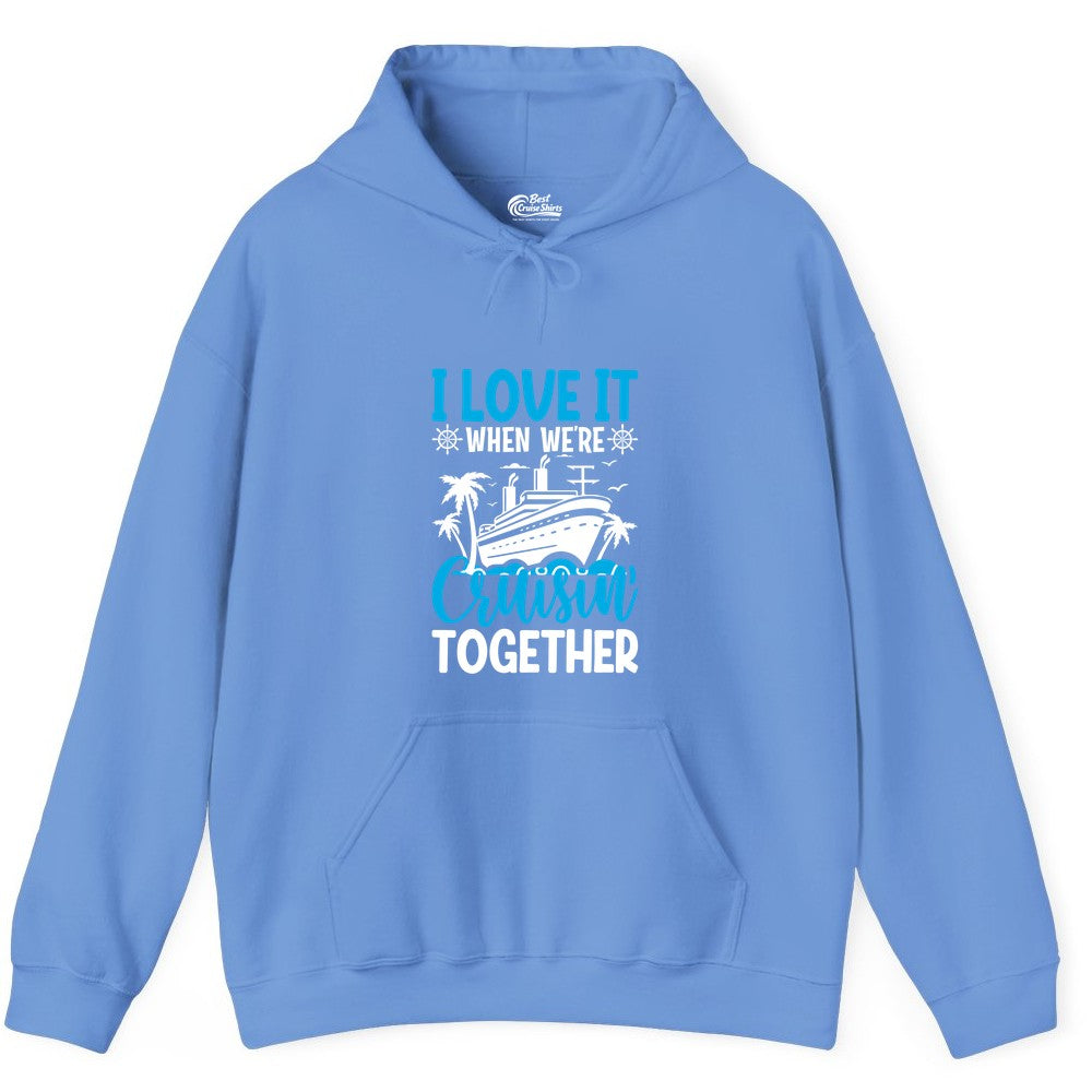 Cruising Together Shirt - Family Cruise Vacation Apparel for Groups (Hoodie) in Carolina Blue - Cruisin Together Shirt - Cruise Ship Palm Trees Nautical Group Tee