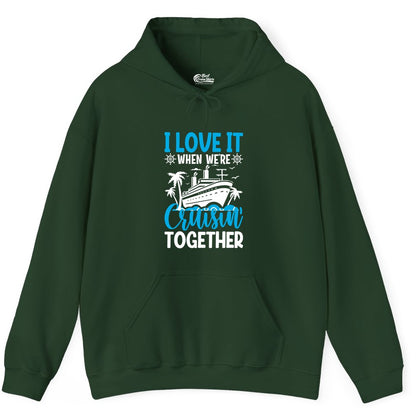 Cruising Together Shirt - Family Cruise Vacation Apparel for Groups (Hoodie) in Forest Green - Cruisin Together Shirt - Cruise Ship Palm Trees Nautical Group Tee
