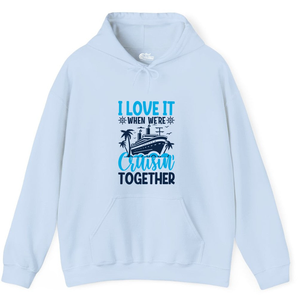 Cruising Together Shirt - Family Cruise Vacation Apparel for Groups (Hoodie) in Light Blue - Cruisin Together Shirt - Cruise Ship Palm Trees Nautical Group Tee