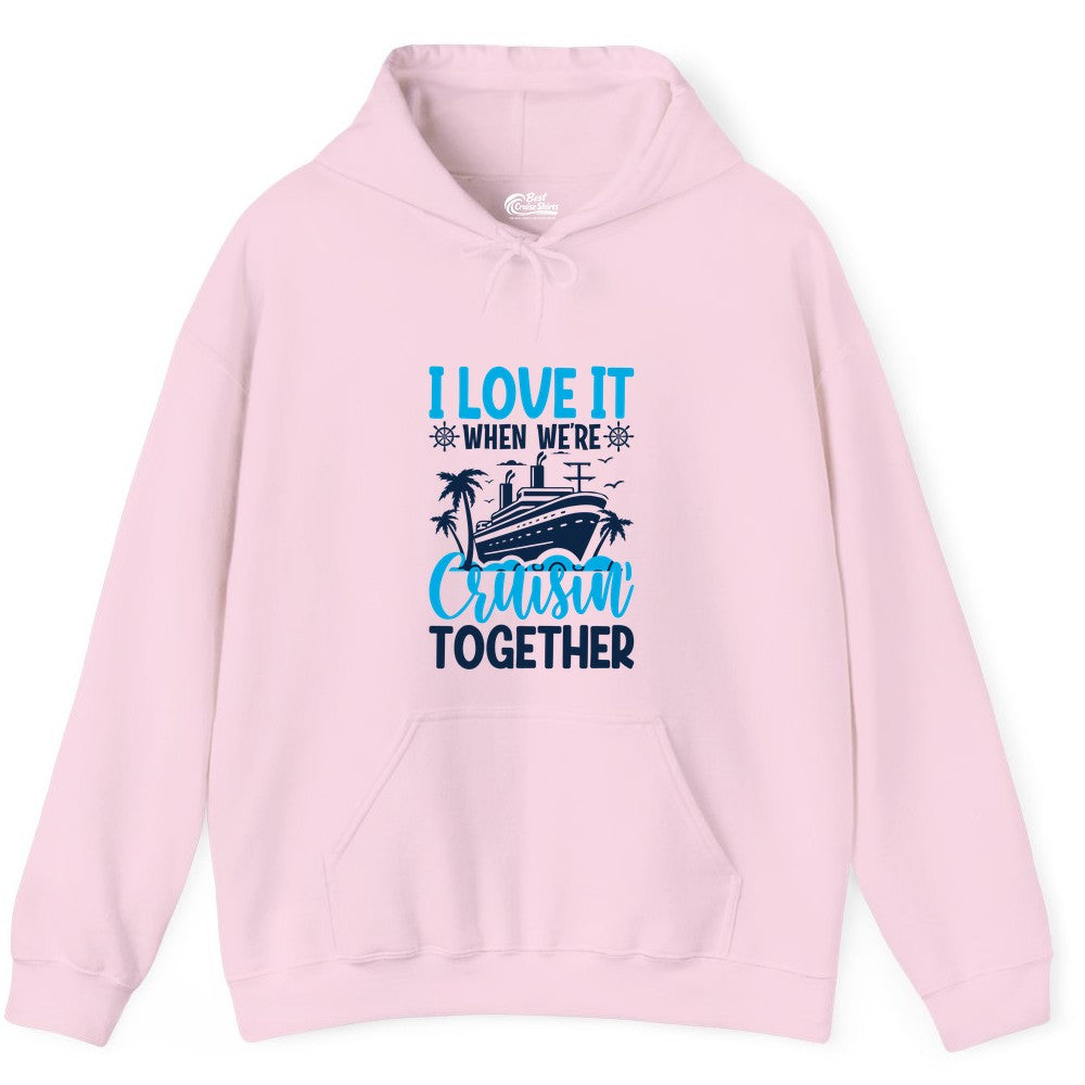 Cruising Together Shirt - Family Cruise Vacation Apparel for Groups (Hoodie) in Light Pink - Cruisin Together Shirt - Cruise Ship Palm Trees Nautical Group Tee