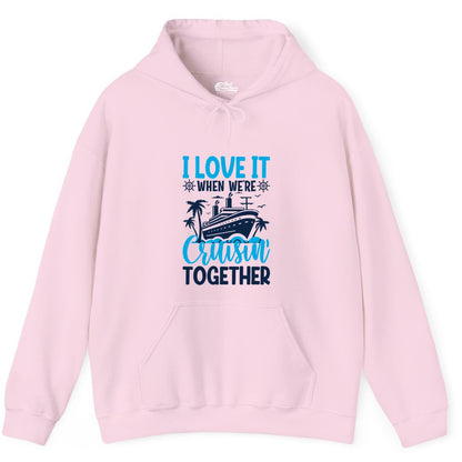 Cruising Together Shirt - Family Cruise Vacation Apparel for Groups (Hoodie) in Light Pink - Cruisin Together Shirt - Cruise Ship Palm Trees Nautical Group Tee