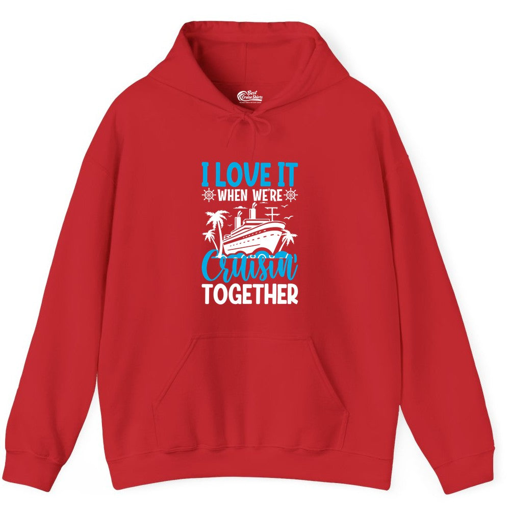Cruising Together Shirt - Family Cruise Vacation Apparel for Groups (Hoodie) in Red - Cruisin Together Shirt - Cruise Ship Palm Trees Nautical Group Tee