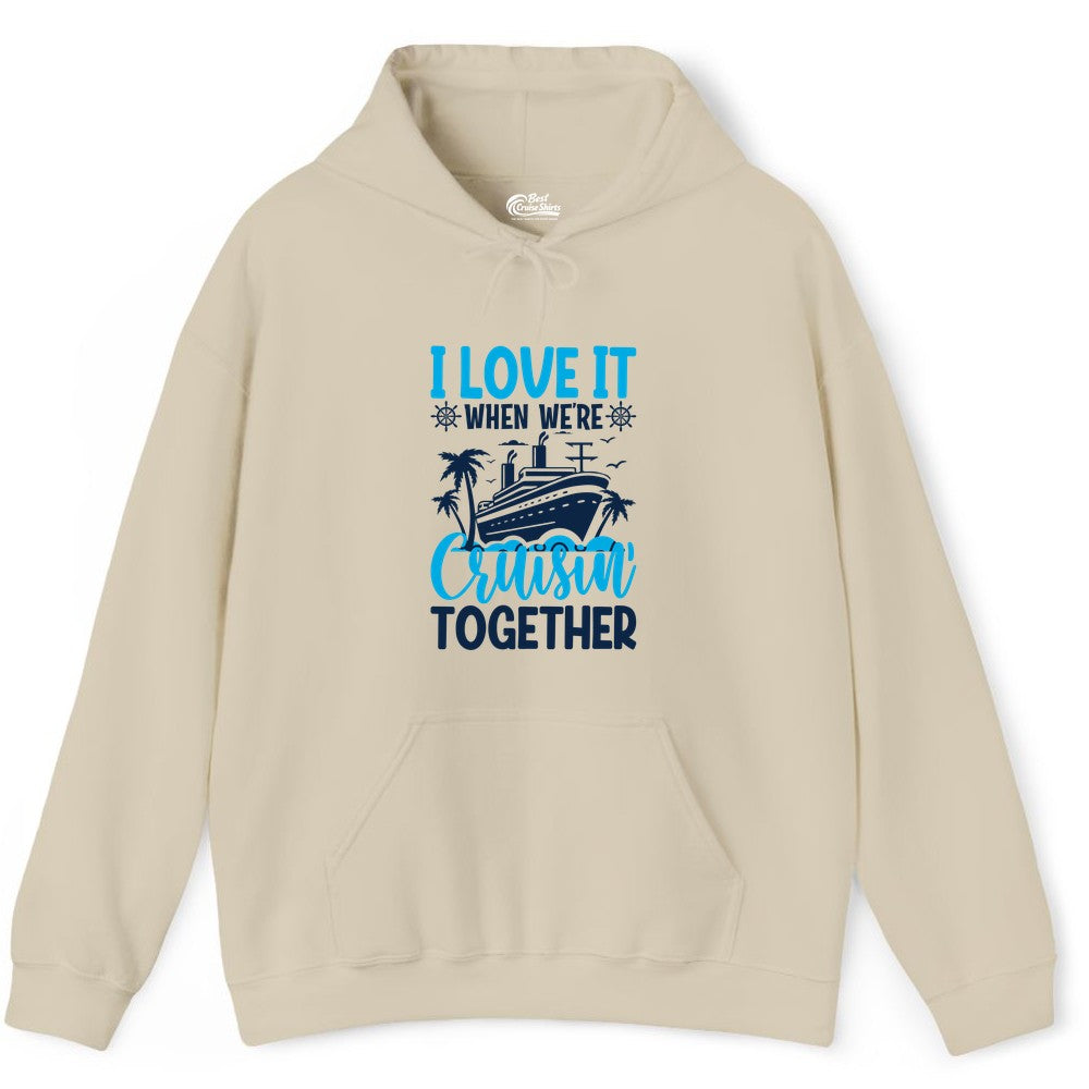 Cruising Together Shirt - Family Cruise Vacation Apparel for Groups (Hoodie) in Sand - Cruisin Together Shirt - Cruise Ship Palm Trees Nautical Group Tee