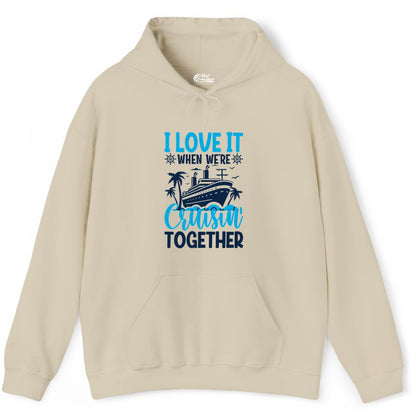 Cruising Together Shirt - Family Cruise Vacation Apparel for Groups (Hoodie) in Sand - Cruisin Together Shirt - Cruise Ship Palm Trees Nautical Group Tee