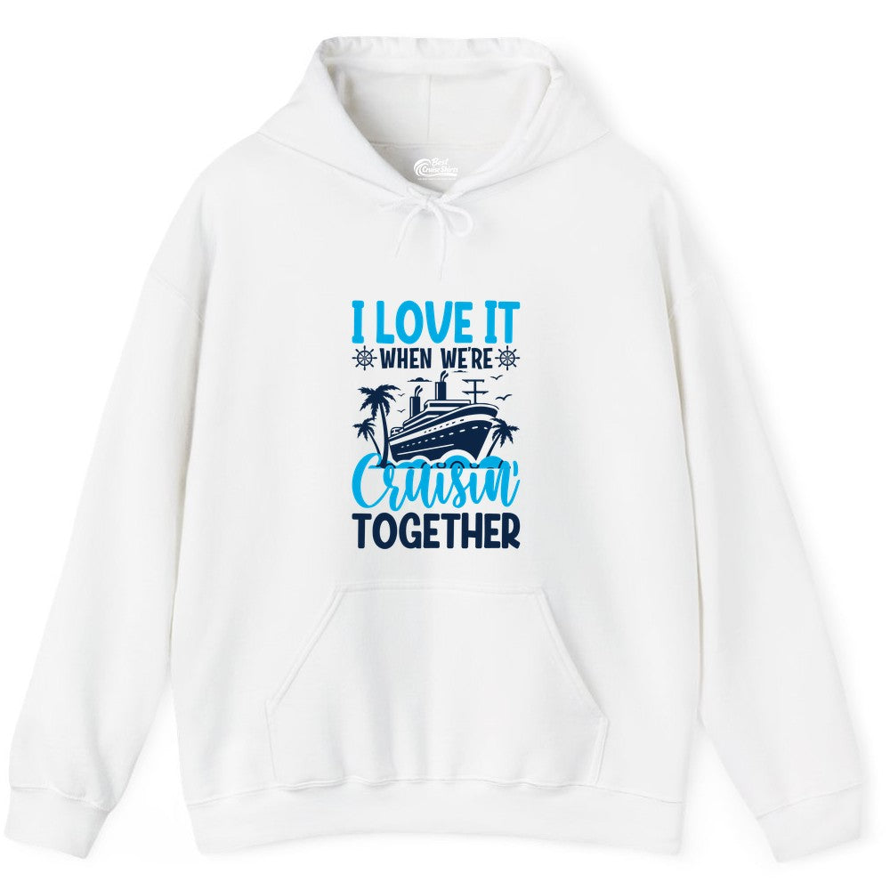 Cruising Together Shirt - Family Cruise Vacation Apparel for Groups (Hoodie) in White - Cruisin Together Shirt - Cruise Ship Palm Trees Nautical Group Tee