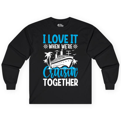 Cruising Together Shirt - Family Cruise Vacation Apparel for Groups (Long Sleeve) in Black - Cruisin Together Shirt - Cruise Ship Palm Trees Nautical Group Tee