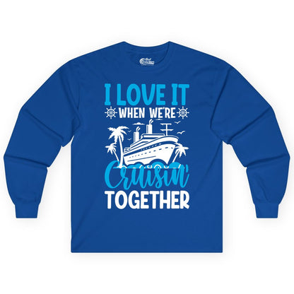 Cruising Together Shirt - Family Cruise Vacation Apparel for Groups (Long Sleeve) in Royal - Cruisin Together Shirt - Cruise Ship Palm Trees Nautical Group Tee