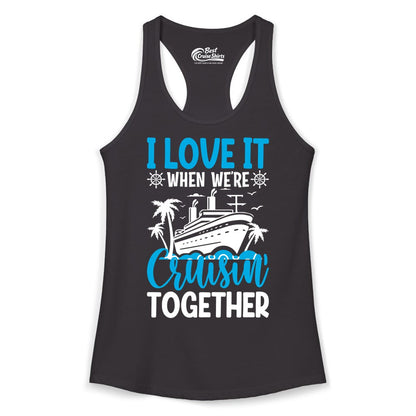 Cruising Together Shirt - Family Cruise Vacation Apparel for Groups (Ladies Tank) in Black - Cruisin Together Shirt - Cruise Ship Palm Trees Nautical Group Tee