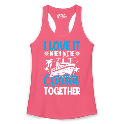 Cruising Together Shirt - Family Cruise Vacation Apparel for Groups (Ladies Tank) in Hot Pink - Cruisin Together Shirt - Cruise Ship Palm Trees Nautical Group Tee