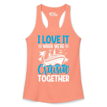 Cruising Together Shirt - Family Cruise Vacation Apparel for Groups (Ladies Tank) in Solid Light Orange - Cruisin Together Shirt - Cruise Ship Palm Trees Nautical Group Tee