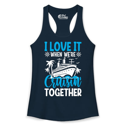 Cruising Together Shirt - Family Cruise Vacation Apparel for Groups (Ladies Tank) in Solid Midnight Navy - Cruisin Together Shirt - Cruise Ship Palm Trees Nautical Group Tee
