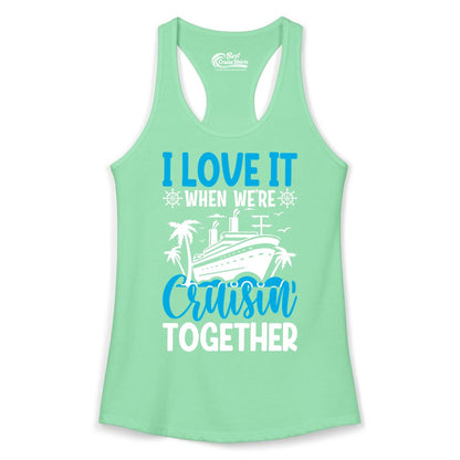 Cruising Together Shirt - Family Cruise Vacation Apparel for Groups (Ladies Tank) in Solid Mint - Cruisin Together Shirt - Cruise Ship Palm Trees Nautical Group Tee