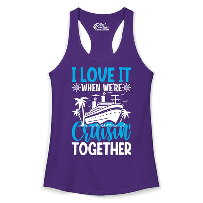 Cruising Together Shirt - Family Cruise Vacation Apparel for Groups (Ladies Tank) in Solid Purple Rush - Cruisin Together Shirt - Cruise Ship Palm Trees Nautical Group Tee