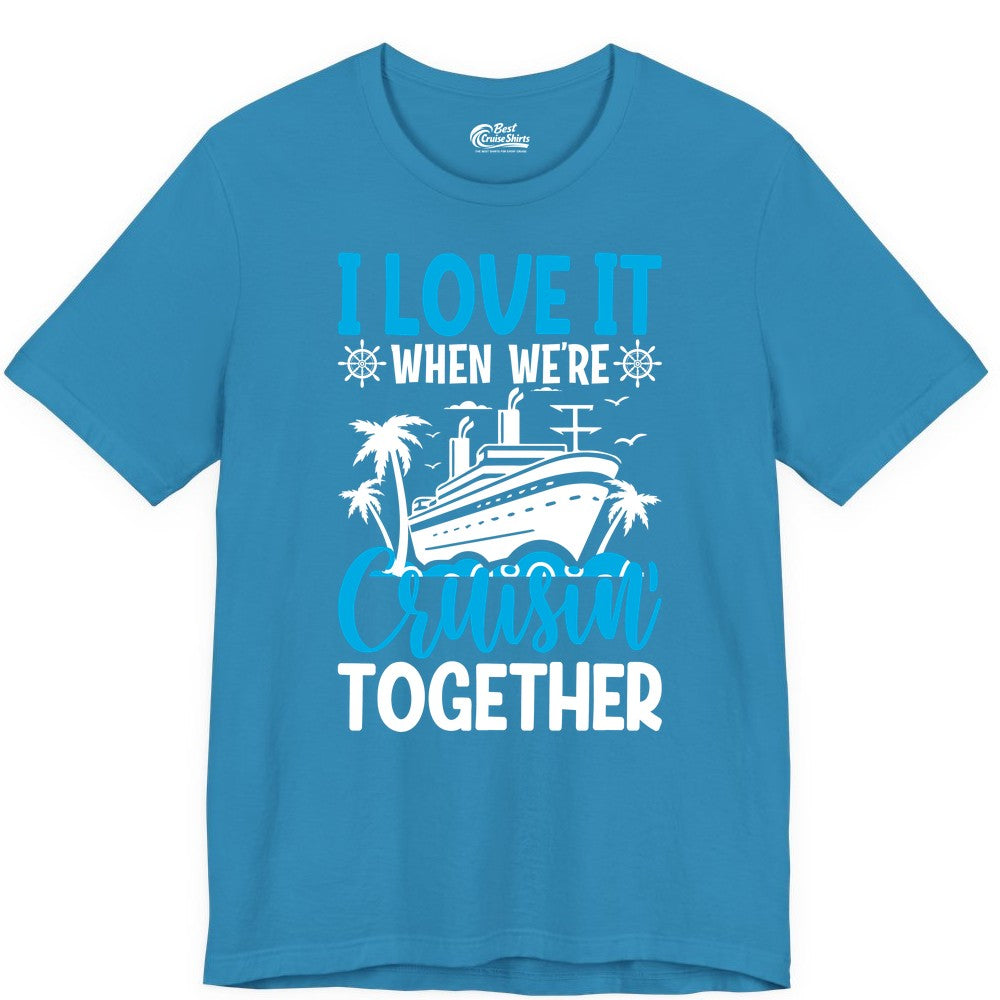 Cruising Together Shirt - Family Cruise Vacation Apparel for Groups (Premium Tee) in Aqua - Cruisin Together Shirt - Cruise Ship Palm Trees Nautical Group Tee