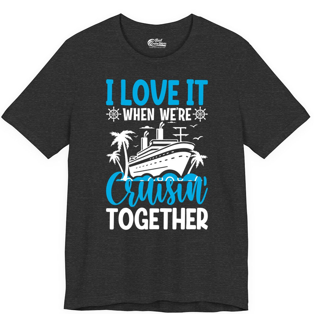 Cruising Together Shirt - Family Cruise Vacation Apparel for Groups (Premium Tee) in Dark Grey Heather - Cruisin Together Shirt - Cruise Ship Palm Trees Nautical Group Tee