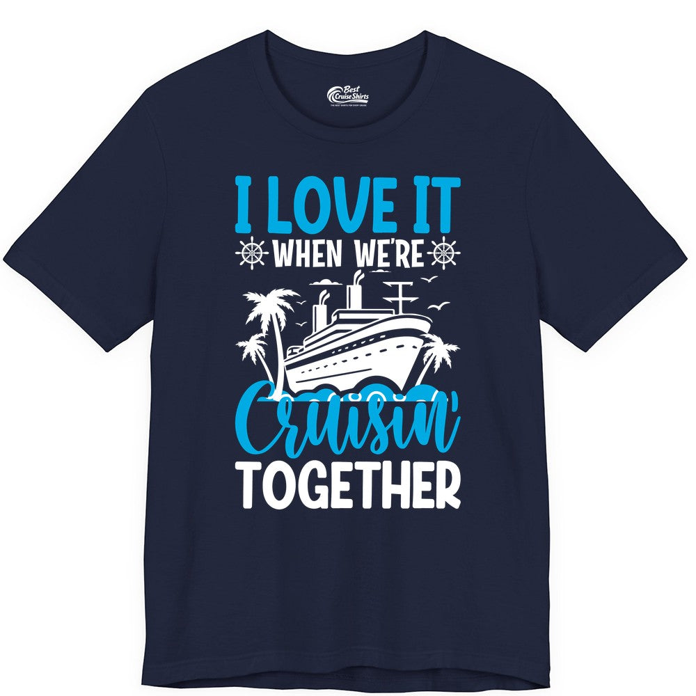 Cruising Together Shirt - Family Cruise Vacation Apparel for Groups (Premium Tee) in Navy - Cruisin Together Shirt - Cruise Ship Palm Trees Nautical Group Tee