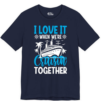 Cruising Together Shirt - Family Cruise Vacation Apparel for Groups (Premium Tee) in Navy - Cruisin Together Shirt - Cruise Ship Palm Trees Nautical Group Tee