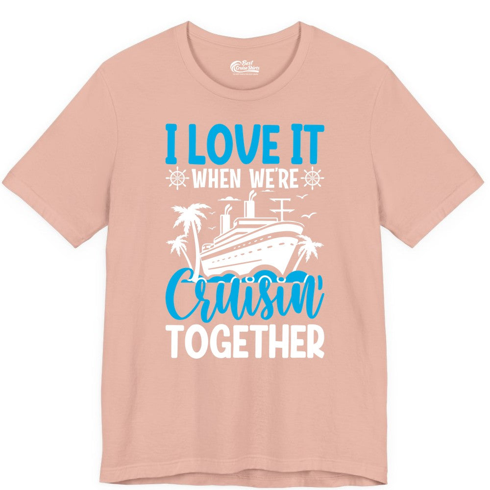 Cruising Together Shirt - Family Cruise Vacation Apparel for Groups (Premium Tee) in Peach - Cruisin Together Shirt - Cruise Ship Palm Trees Nautical Group Tee