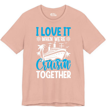 Cruising Together Shirt - Family Cruise Vacation Apparel for Groups (Premium Tee) in Peach - Cruisin Together Shirt - Cruise Ship Palm Trees Nautical Group Tee