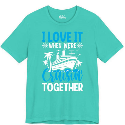 Cruising Together Shirt - Family Cruise Vacation Apparel for Groups (Premium Tee) in Teal - Cruisin Together Shirt - Cruise Ship Palm Trees Nautical Group Tee