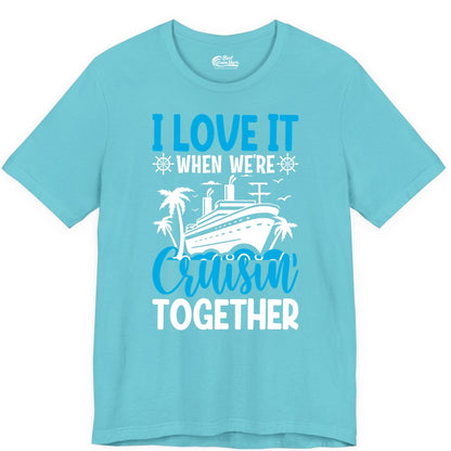 Cruising Together Shirt - Family Cruise Vacation Apparel for Groups (Premium Tee) in Turquoise - Cruisin Together Shirt - Cruise Ship Palm Trees Nautical Group Tee