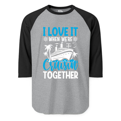 Cruising Together Shirt - Family Cruise Vacation Apparel for Groups (Raglan) in Heather GreyBlack - Cruisin Together Shirt - Cruise Ship Palm Trees Nautical Group Tee