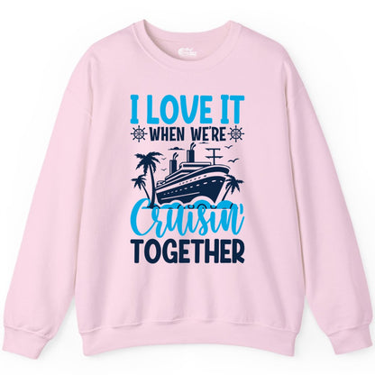 Cruising Together Shirt - Family Cruise Vacation Apparel for Groups (Sweatshirt) in Light Pink - Cruisin Together Shirt - Cruise Ship Palm Trees Nautical Group Tee