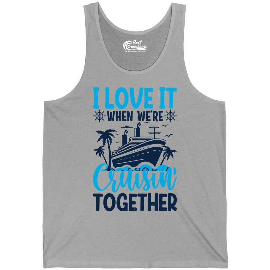 Cruising Together Shirt - Family Cruise Vacation Apparel for Groups (Tank Top) in Athletic Heather - Cruisin Together Shirt - Cruise Ship Palm Trees Nautical Group Tee