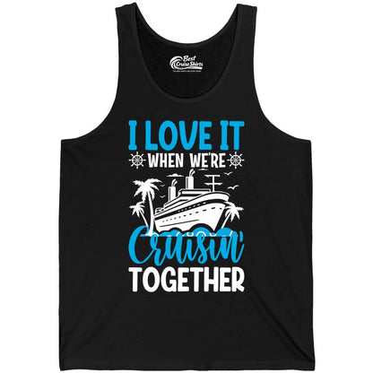Cruising Together Shirt - Family Cruise Vacation Apparel for Groups (Tank Top) in Black - Cruisin Together Shirt - Cruise Ship Palm Trees Nautical Group Tee