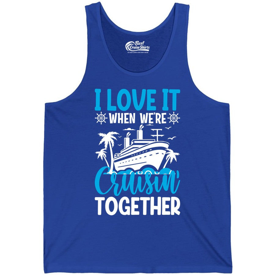 Cruising Together Shirt - Family Cruise Vacation Apparel for Groups (Tank Top) in True Royal - Cruisin Together Shirt - Cruise Ship Palm Trees Nautical Group Tee