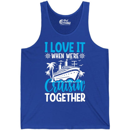 Cruising Together Shirt - Family Cruise Vacation Apparel for Groups (Tank Top) in True Royal - Cruisin Together Shirt - Cruise Ship Palm Trees Nautical Group Tee