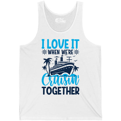 Cruising Together Shirt - Family Cruise Vacation Apparel for Groups (Tank Top) in White - Cruisin Together Shirt - Cruise Ship Palm Trees Nautical Group Tee