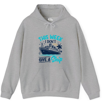 Funny Cruise Shirt - Tropical Vacation Humor Tee for Travelers (Hoodie) in Sport Grey - This Week I Don’t Give a Ship Funny Cruise Vacation Shirt
