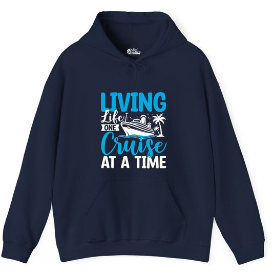 Living Life One Cruise at a Time Shirt - Cruise Apparel & Gift (Hoodie) in Navy - Living Life One Cruise at a Time Nautical Tropical Cruise Shirt
