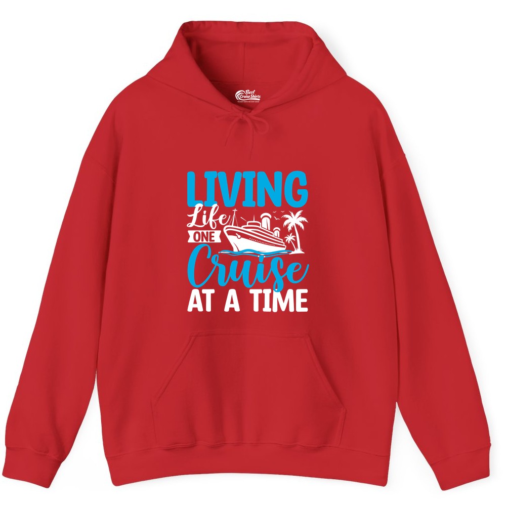 Living Life One Cruise at a Time Shirt - Cruise Apparel & Gift (Hoodie) in Red - Living Life One Cruise at a Time Nautical Tropical Cruise Shirt