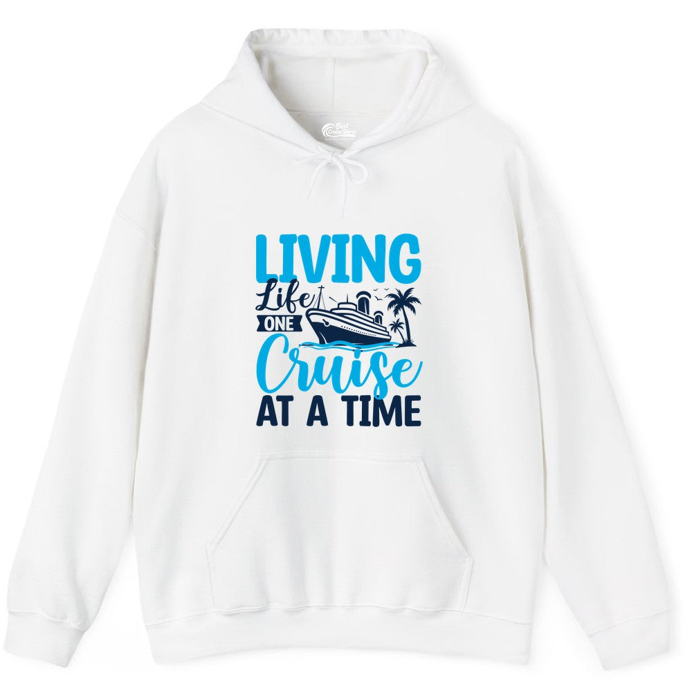 Living Life One Cruise at a Time Shirt - Cruise Apparel & Gift (Hoodie) in White - Living Life One Cruise at a Time Nautical Tropical Cruise Shirt