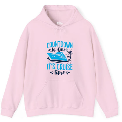 Cruise Vacation Shirt - Fun Family Cruise Apparel for Getaways (Hoodie) in Light Pink - Countdown Is Over It’s Cruise Time Tropical Palm Tree Shirt
