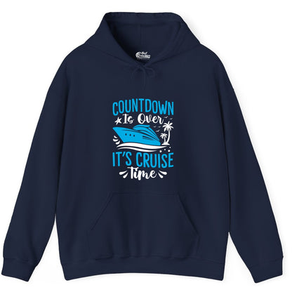 Cruise Vacation Shirt - Fun Family Cruise Apparel for Getaways (Hoodie) in Navy - Countdown Is Over It’s Cruise Time Tropical Palm Tree Shirt