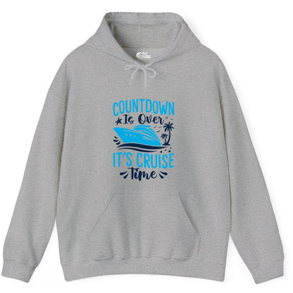 Cruise Vacation Shirt - Fun Family Cruise Apparel for Getaways (Hoodie) in Sport Grey - Countdown Is Over It’s Cruise Time Tropical Palm Tree Shirt