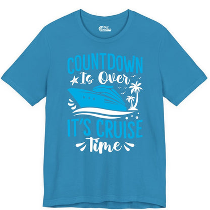 Cruise Vacation Shirt - Fun Family Cruise Apparel for Getaways (Premium Tee) in Aqua - Countdown Is Over It’s Cruise Time Tropical Palm Tree Shirt
