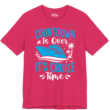 Cruise Vacation Shirt - Fun Family Cruise Apparel for Getaways (Premium Tee) in Fuchsia - Countdown Is Over It’s Cruise Time Tropical Palm Tree Shirt