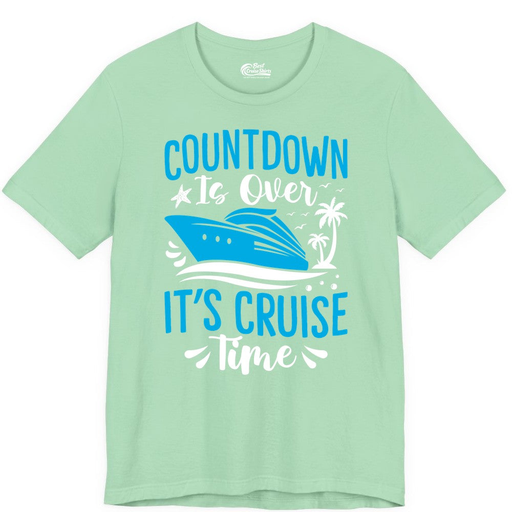Cruise Vacation Shirt - Fun Family Cruise Apparel for Getaways (Premium Tee) in Mint - Countdown Is Over It’s Cruise Time Tropical Palm Tree Shirt