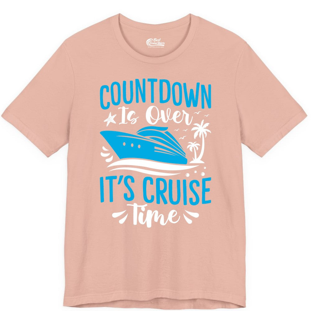 Cruise Vacation Shirt - Fun Family Cruise Apparel for Getaways (Premium Tee) in Peach - Countdown Is Over It’s Cruise Time Tropical Palm Tree Shirt
