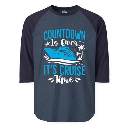 Cruise Vacation Shirt - Fun Family Cruise Apparel for Getaways (Raglan) in Heather DenimNavy - Countdown Is Over It’s Cruise Time Tropical Palm Tree Shirt