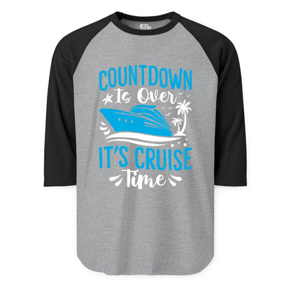 Cruise Vacation Shirt - Fun Family Cruise Apparel for Getaways (Raglan) in Heather GreyBlack - Countdown Is Over It’s Cruise Time Tropical Palm Tree Shirt